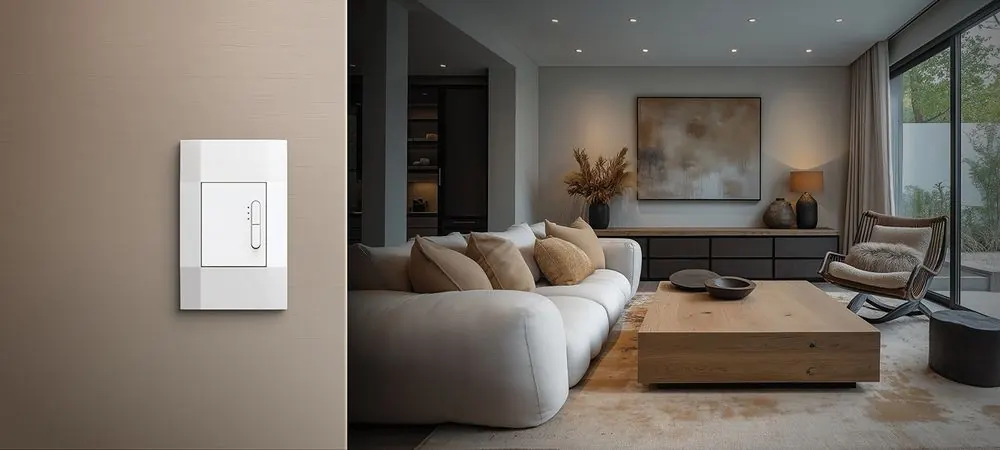 Smart dimmer in a modern living room